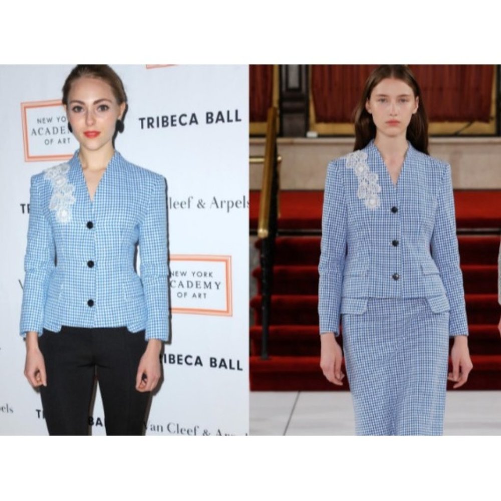 Creatures Of The Wind Jepy Blue & White Houndstooth Jacket, Size 2